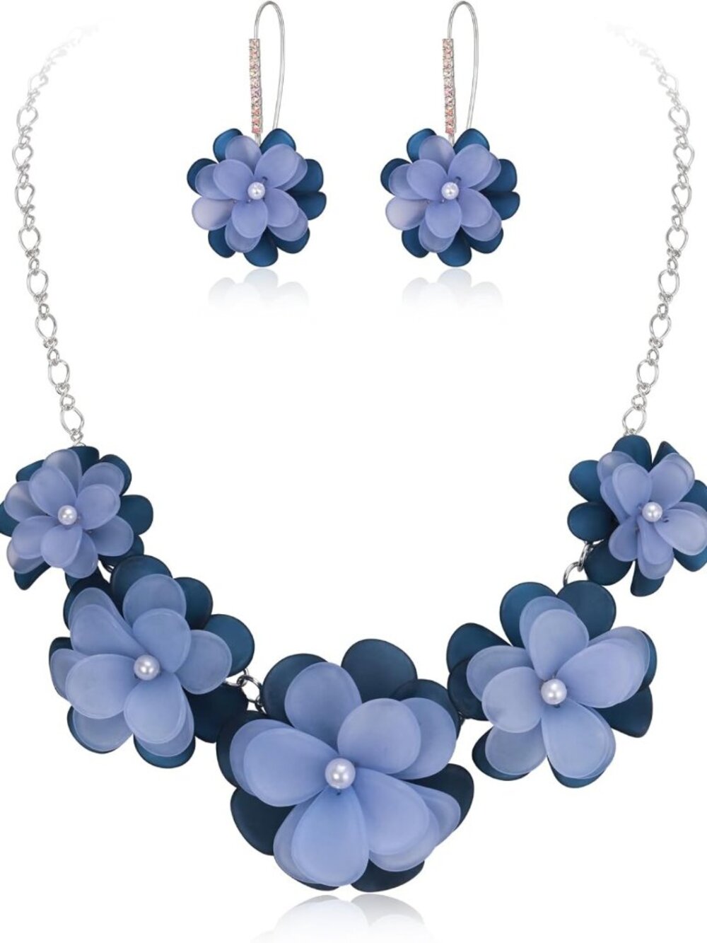 Boho Floral Statement Necklace & Earrings Set - Summer Beach Jewelry for Women